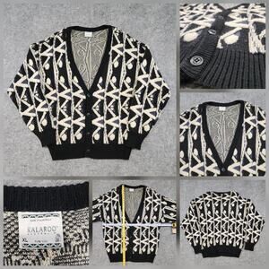 VTG Kalaroo Australia 100% Pure Wool Knit Mens XL Cardigan Chunky Sweater